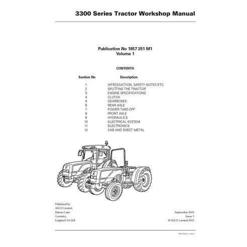 Massey Ferguson 3315/3325/3330/3340/3350/3355 manual de servicio del taller del tractor - Massey Ferguson manuales - MF-18572...