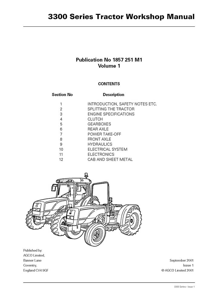 Massey Ferguson Tractors 8400 Workshop Manual