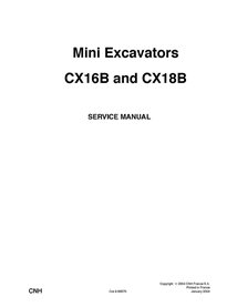 Manual de serviço da miniescavadeira Case CX16B, CX18B