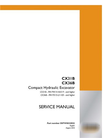 Case CX31B, CX36B mini excavator service manual