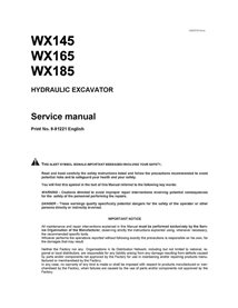 Manual de servicio de la excavadora Case WX145, WX165, WX185