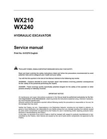 Manual de serviço da escavadeira Case WX210, WX240