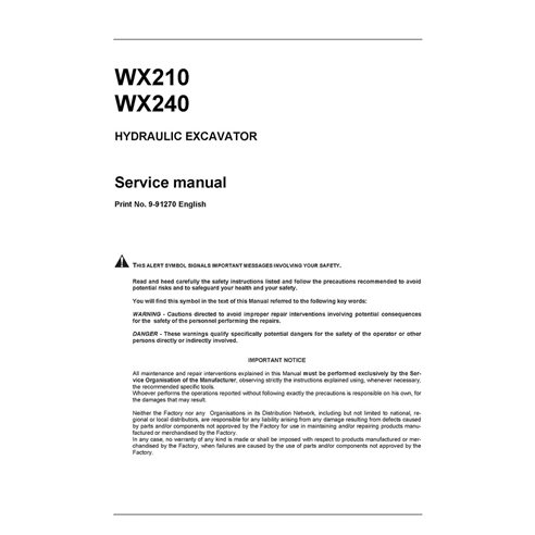 Manuel d'entretien des pelles Case WX210, WX240