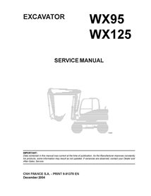 Manual de servicio de la excavadora Case WX95, WX125