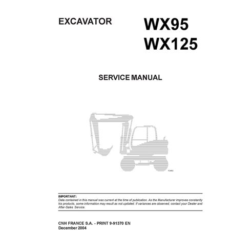 Manual de servicio de la excavadora Case WX95, WX125