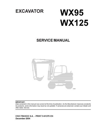 Manual de servicio de la excavadora Case WX95, WX125