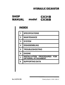 Manual de oficina da miniescavadeira Case CX31B, CX36B