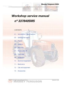 MF-3378405M5-WSM-EN Manual de serviço da oficina do trator Massey Ferguson 6445/6455/6460/6465/6470/6475/6480/6485/6490
