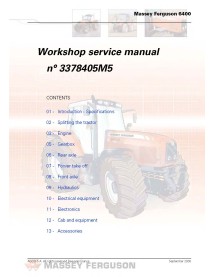 Manuel de service d'atelier de tracteur Massey Ferguson 6445/6455/6460/6465/6470/6475/6480/6485/6490 - Massey Ferguson manuels