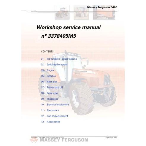 Manual de serviço da oficina do trator Massey Ferguson 6445/6455/6460/6465/6470/6475/6480/6485/6490 - Massey Ferguson manuais...
