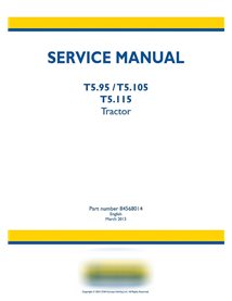 Manuel d'entretien du tracteur New Holland T5.95, T5.105, T5.115