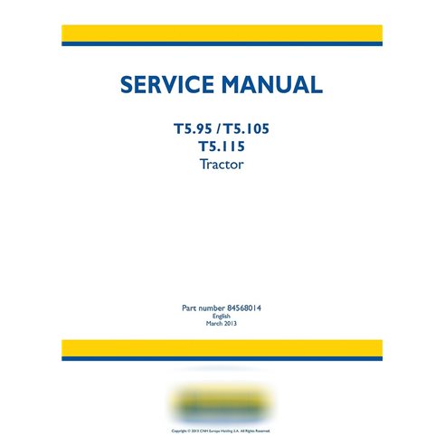 New Holland T5.95, T5.105, T5.115 tractor service manual
