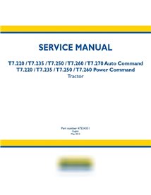 Manuel d'entretien du tracteur New Holland T7.220, T7.235, T7.250, T7.260, T7.270