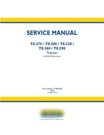 New Holland T8.275, T8.300, T8.330, T8.360, T8.390 tractor service manual