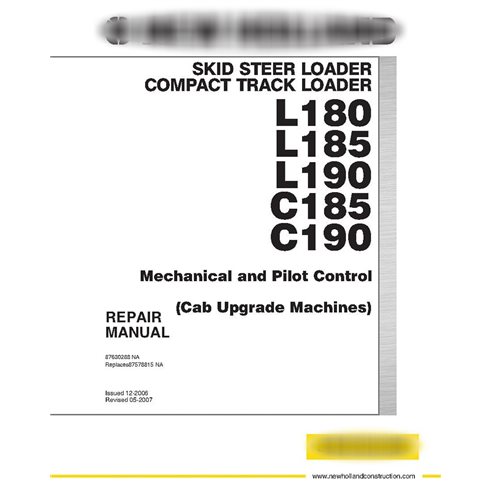 New Holland L180, L185, L190, C185, C190 skid loader repair manual