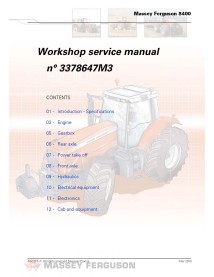 Manual de servicio del taller del tractor Massey Ferguson 8450/8460/8470/8480 - Massey Ferguson manuales - MF-3378933