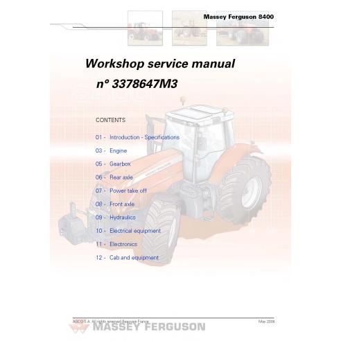 Manual de serviço da oficina do trator Massey Ferguson 8450/8460/8470/8480 - Massey Ferguson manuais - MF-3378933