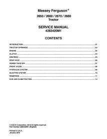 Manuel d'entretien du tracteur Massey Ferguson 2650/2660/2670/2680 - Massey-Ferguson manuels - MF-4283420