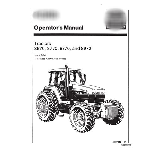 New Holland 8670, 8770, 8870, 8970 manual del operador del tractor