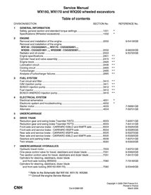 Manual de servicio de la excavadora Case WX150, WX170, WX200