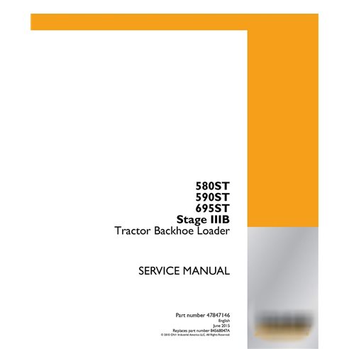 Manual de servicio de la retroexcavadora Case 580ST, 590ST, 695ST Stage IIIB