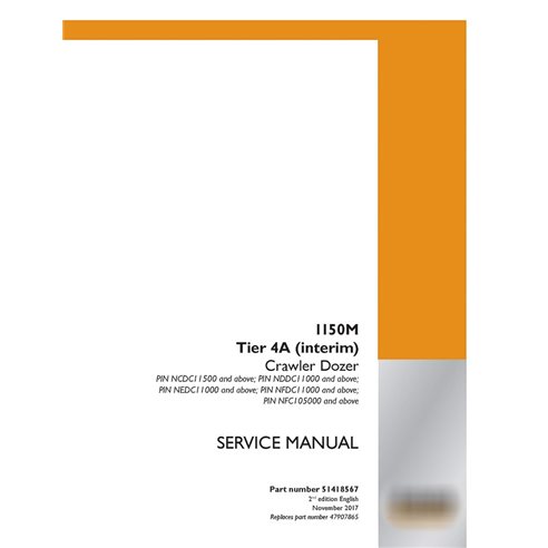 Manual de serviço do buldôzer de esteira Tier4A Case 1150M