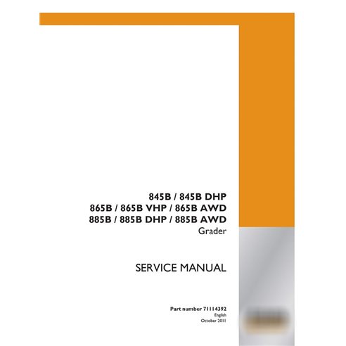 Manual de serviço da motoniveladora Case 845B, 865B, 885B