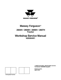 Manuel de service d'atelier de tracteur Massey Ferguson 2604H / 2605H / 2606H / 2607H - Massey-Ferguson manuels - MF-4283604