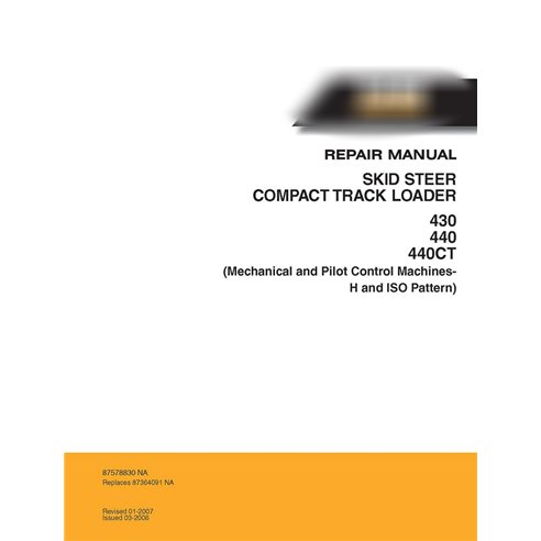 Manual de serviço da carregadeira deslizante Case 430, 440, 440CT