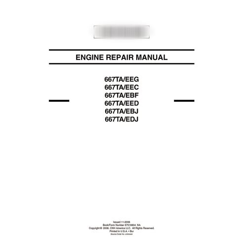Manual de reparación de motores New Holland 667TA / EEG, EEC, EBF, EED, EBH, EDJ