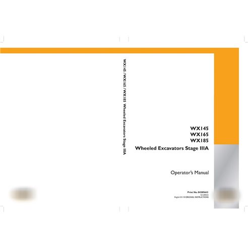 Manual do operador da escavadeira Case WX145, WX165, WX185