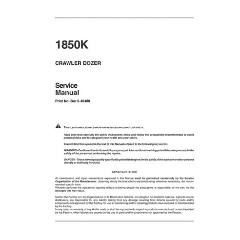 Manual de servicio de la topadora sobre orugas Case 1850K