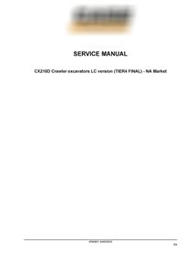 Manual de reparación de excavadoras Case CX210D Tier 4