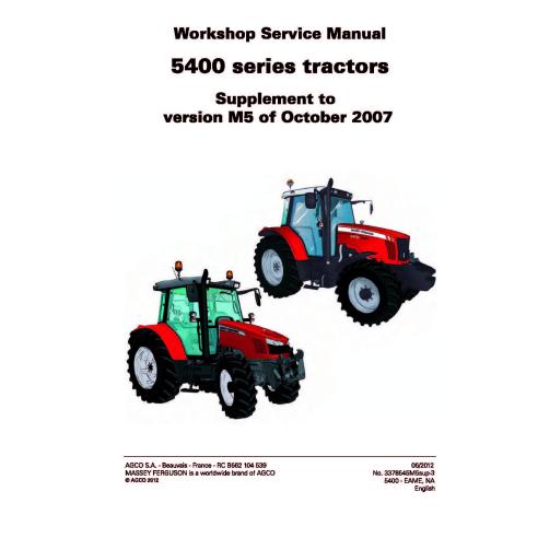 Service d'atelier de tracteur Massey Ferguson 5410/5420/5425/5430/5435/5440/5445/5450/5460/5465/5470/5475/5480 - Massey Fergu...