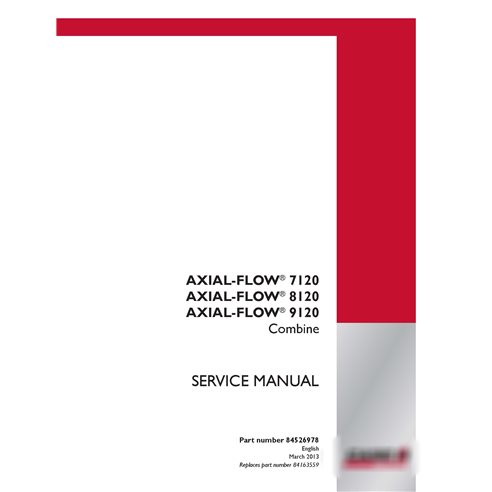 Manual de serviço da colheitadeira Case Ih AXIAL-FLOW 7120, 8120, 9120