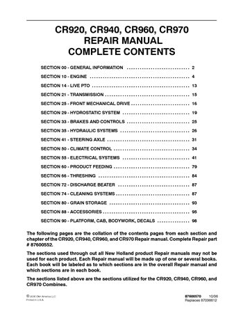 Manual de servicio de la cosechadora New Holland CR920, CR940, CR960, CR970