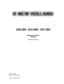 Manual de taller de miniexcavadora New Holland E20.2SR, E22.2SR, E27.2SR