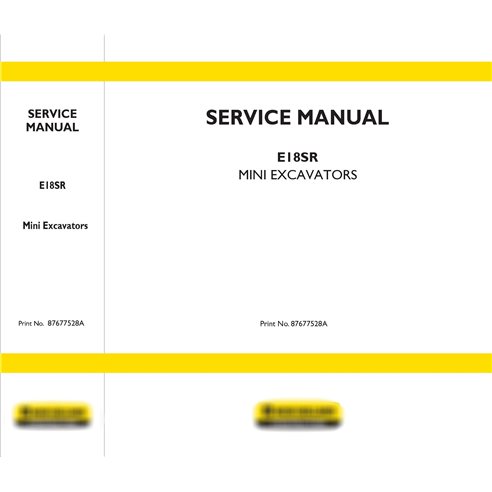 Manual de serviço da miniescavadeira New Holland E18SR