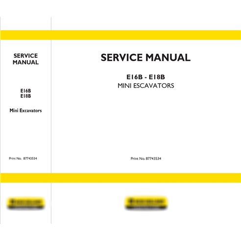 Manual de servicio de la miniexcavadora New Holland E16B - E18B