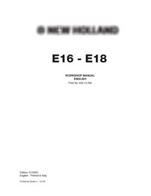 Manual de oficina da miniescavadeira New Holland E16 - E18