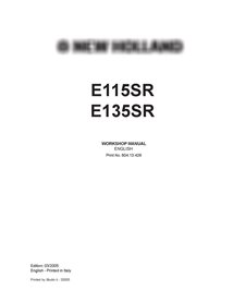 New Holland E115SR - E135SR excavator workshop manual