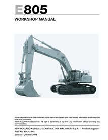 New Holland E805 excavator workshop manual