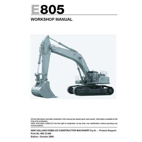 New Holland E805 excavator workshop manual