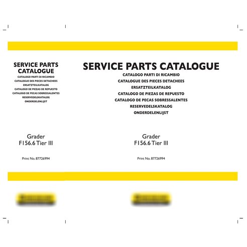 New Holland F156.6 grader parts catalog