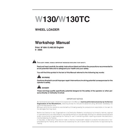 Manual de taller de la cargadora de ruedas New Holland W130 / W130TC