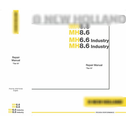 New Holland MH6.6 / MH8.6 excavator repair manual