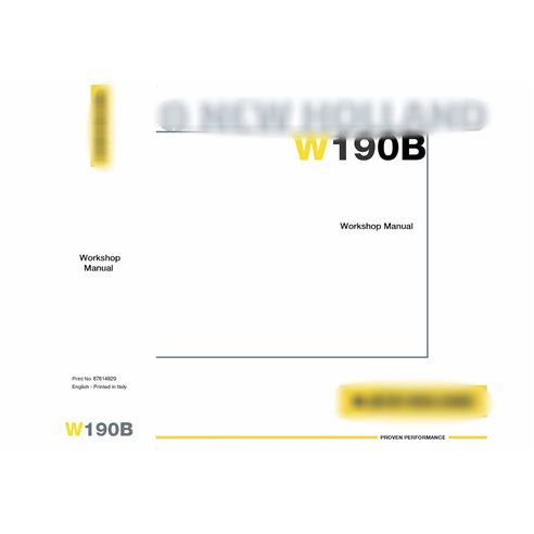 New Holland W190B wheel loader workshop manual