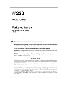 New Holland W230 wheel loader workshop manual