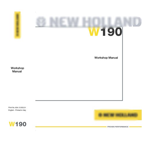 New Holland W190 wheel loader workshop manual