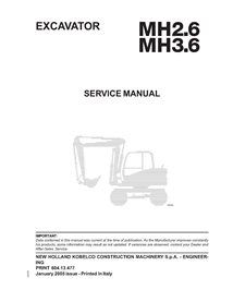 Manuel d'entretien de la pelle New Holland MH2.6 / MH3.6